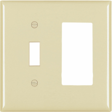 Combination Openings Wall Plate, 4.75 Inch x 4.6875 Inch, Ivory, Nylon
