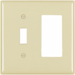 Combination Openings Wall Plate, 4.75 Inch x 4.6875 Inch, Ivory, Nylon