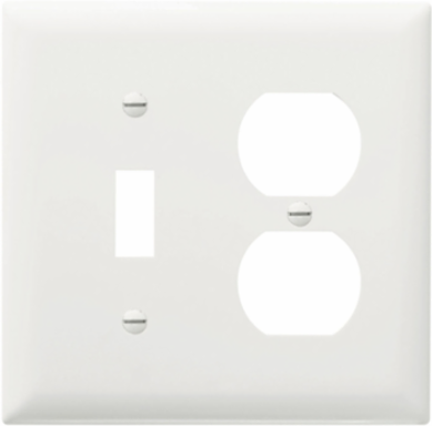 TradeMaster Nylon Wall Plate 2-Gang 1 Toggle 1 Duplex White 4.75 Inch x 4.6875 Inch