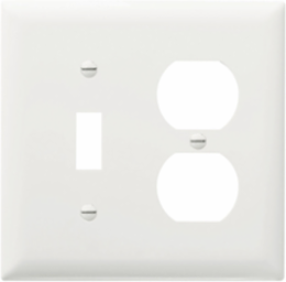 TradeMaster Nylon Wall Plate 2-Gang 1 Toggle 1 Duplex White 4.75 Inch x 4.6875 Inch