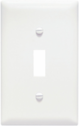 TradeMaster Wall Plate Cover, 1-Gang Toggle, White, Nylon, 0.070 Inch Thickness