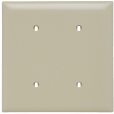 TradeMaster® 2-Gang Nylon Wall Plate, Blank, Strap Mounted, 4.75 Inch x 4.6875 Inch, Ivory