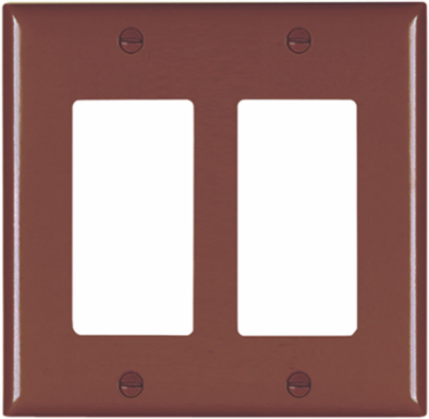 TradeMaster Nylon 2-Gang Wall Plate, 4.75 Inch x 4.6875 Inch, Brown, Matte Finish
