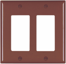 TradeMaster Nylon 2-Gang Wall Plate, 4.75 Inch x 4.6875 Inch, Brown, Matte Finish