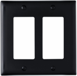 2-Gang Nylon Wall Plate, 4.75 Inch x 4.6875 Inch, Black, Self-Extinguishing Nylon
