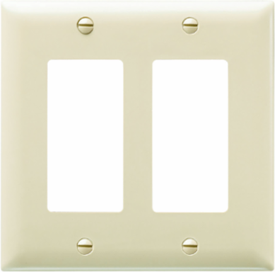 TradeMaster® 2-Gang Nylon Wall Plate, 2 Decorator Openings, Ivory, 4.75 Inch Width, 4.6875 Inch Height