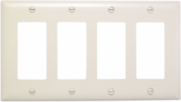 TradeMaster 4-Gang Nylon Wall Plate, Ivory, 8-3/8 Inch x 4-11/16 Inch