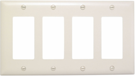TradeMaster 4-Gang Wall Plate, Light Almond, Nylon, 8-3/8 Inch Width, 4-11/16 Inch Height