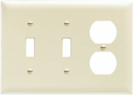 TradeMaster 3-Gang Nylon Wall Plate, 2 Toggle & 1 Duplex, Ivory, 6.563 Inch Width