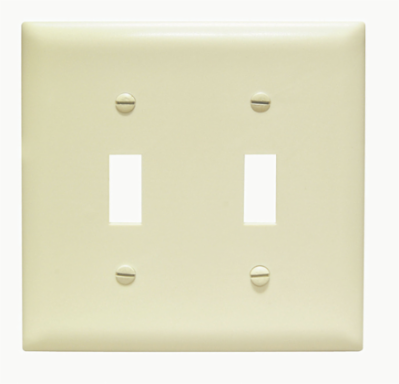 TradeMaster 2-Gang Nylon Wall Plate, 2 Toggle Openings, Ivory, 4.75 Inch Width
