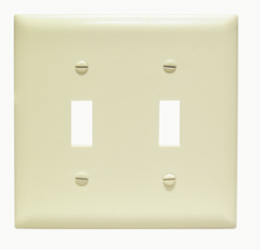 TradeMaster 2-Gang Nylon Wall Plate, 2 Toggle Openings, Ivory, 4.75 Inch Width