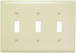 TradeMaster 3-Gang Nylon Wall Plate, 3 Toggle Openings, Ivory, 4.6875 Inch x 6.563 Inch