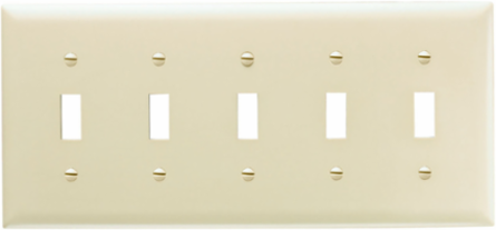 TradeMaster 5-Gang Wall Plate, Ivory, Nylon, 4.69 Inch Height, 10.19 Inch Width