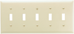 TradeMaster 5-Gang Wall Plate, Ivory, Nylon, 4.69 Inch Height, 10.19 Inch Width