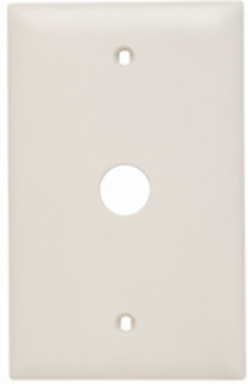 TradeMaster 1-Gang Nylon Wall Plate, 0.625 Inch Round Opening, Light Almond, 4.6875 Inch Height, Matte Finish