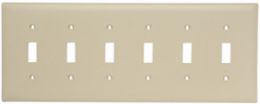 6-Gang Nylon Wall Plate, 6 Toggle Openings, Ivory, 12 Inch x 4.6875 Inch