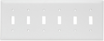 TradeMaster 6-Gang Nylon Wall Plate, 12 Inch Width, 4.6875 Inch Height, White
