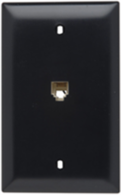 Black Modular Telephone Wall Plate with Standard Size RJ11 Jack