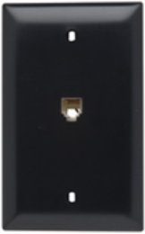 Black Modular Telephone Wall Plate with Standard Size RJ11 Jack