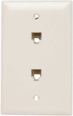 Standard Communication Wall Plate with Dual RJ11 Jacks, Light Almond