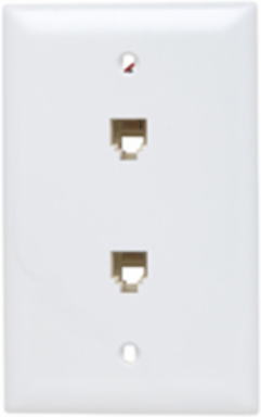 White Standard Size Communication Wall Plate with 2 RJ11 Jacks
