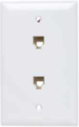 White Standard Size Communication Wall Plate with 2 RJ11 Jacks