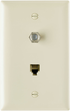 Communication Wall Plate with RJ11 Jack and F-Type Connector, Ivory