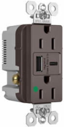 15A 125V Hospital-Grade Tamper-Resistant Duplex Receptacle, Brown, 3.1A USB Ports