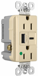 15A 125V Hospital-Grade Tamper-Resistant Duplex Receptacle with USB A/C Ports, Ivory