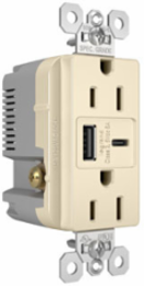 15A 125V Tamper-Resistant Duplex Receptacle with USB Ports, Light Almond