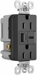 15A 125V Tamper-Resistant Duplex Receptacle with Dual USB Ports, Black