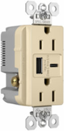 15A Tamper-Resistant Duplex Receptacle with USB A/C Ports, Ivory