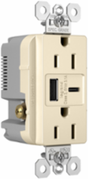 15A Tamper-Resistant Duplex Receptacle with USB Ports, Light Almond