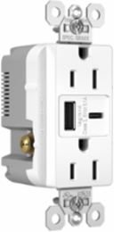 15A Tamper-Resistant Duplex Receptacle with USB A/C Ports, White