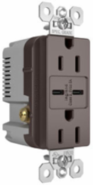15A 125V Tamper-Resistant Receptacle, Brown with 2 USB Type-C Ports