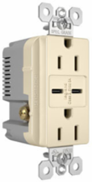 15A 125V Tamper-Resistant Receptacle with 2 USB Type-C Ports, Light Almond