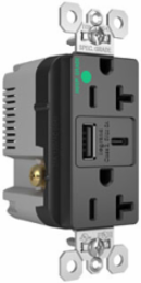 20A 125V Hospital-Grade Tamper-Resistant Receptacle, USB Ports, 1.425 Inch Depth