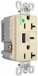 20A 125V Hospital-Grade Tamper-Resistant Receptacle, USB A/C, Light Almond