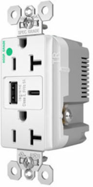 20A 125V Hospital-Grade Tamper-Resistant Receptacle, 2.677 Inch Height, USB Ports