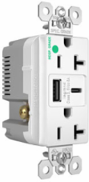 20A 125V Hospital-Grade Tamper-Resistant Receptacle, 2.677 Inch Height, USB Ports
