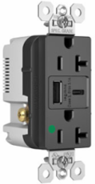 20A 125V Hospital-Grade Tamper-Resistant Receptacle with USB Ports, Black
