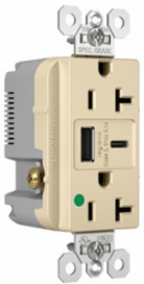 20A 125V Hospital-Grade Tamper-Resistant Receptacle with USB A/C Ports, Ivory