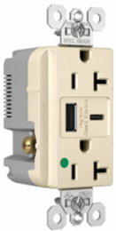 20A 125V Hospital-Grade Tamper-Resistant Receptacle, Light Almond, 3.1A USB Ports