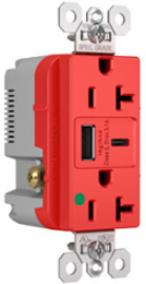 20A 125V Hospital-Grade Tamper-Resistant Receptacle with USB Ports, Red