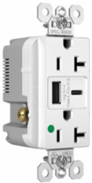 20A 125V Hospital-Grade Tamper-Resistant Receptacle with USB Ports, White