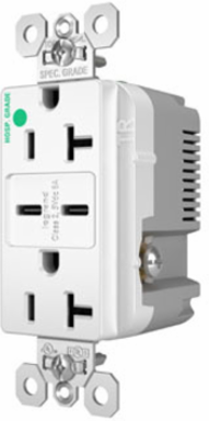 Hospital-Grade 20A Receptacle with USB C Fast Charging Ports 2.677 Inch Height