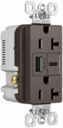 20A 125V Tamper-Resistant Duplex Receptacle with USB A/C Ports, Brown, 1.693 Inch Width
