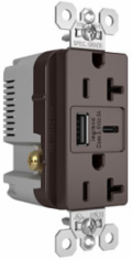 20A 125V Tamper-Resistant Duplex Receptacle with USB A/C Ports, Brown
