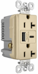 20A 125V Tamper-Resistant Duplex Receptacle, Ivory, 2.677 Inch Height, USB A/C Ports