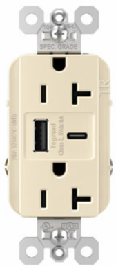 20A Tamper-Resistant Duplex Receptacle with USB A/C Ports, 1.693 Inch Width